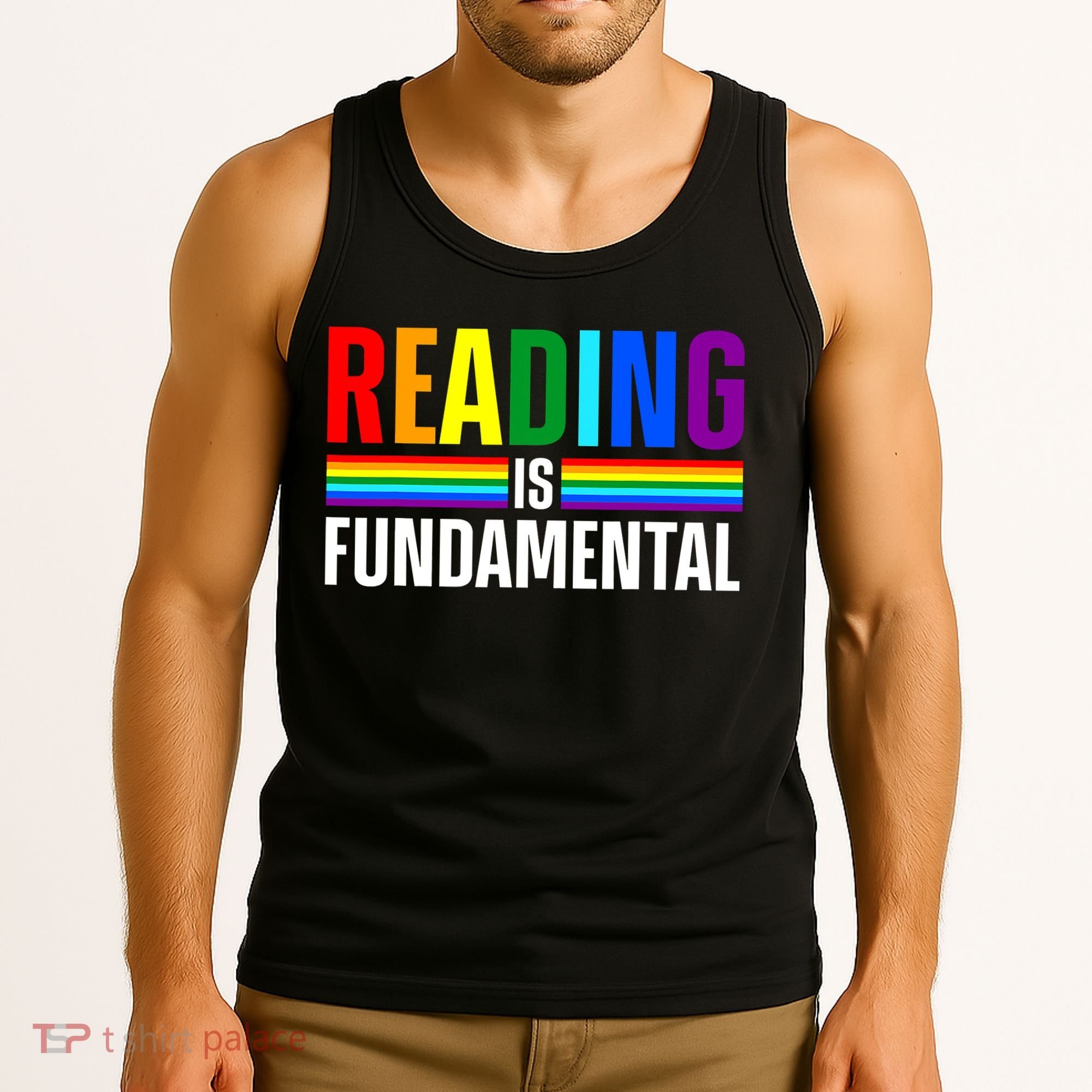 Cool Reading Art Library Bookworm Rainbow Book Tank Top