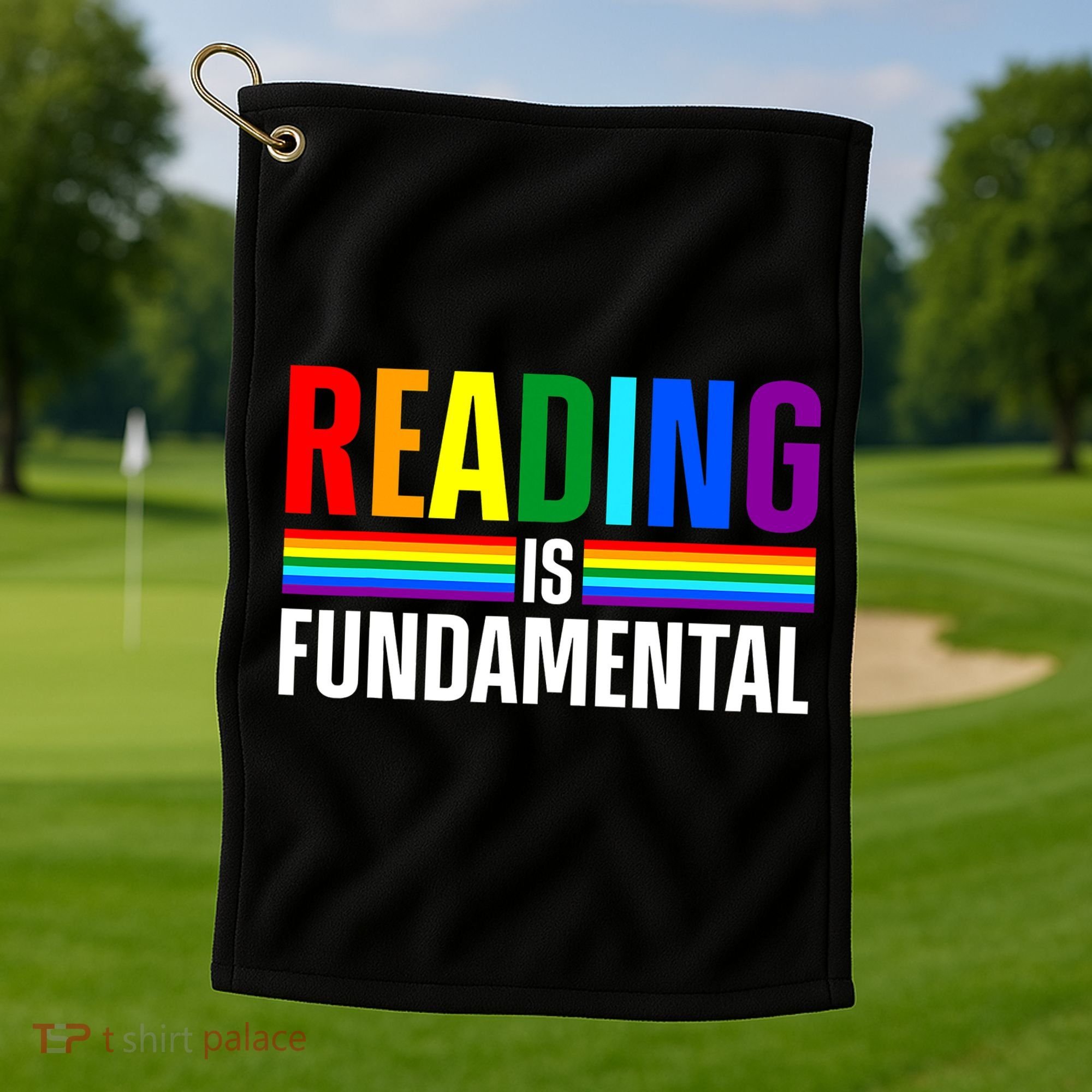 Cool Reading Art Library Bookworm Rainbow Book Golf Towel