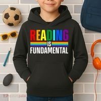 Cool Reading Art Library Bookworm Rainbow Book Kids Hoodie thumb 2