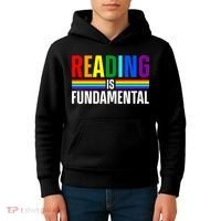 Cool Reading Art Library Bookworm Rainbow Book Kids Hoodie thumb 4