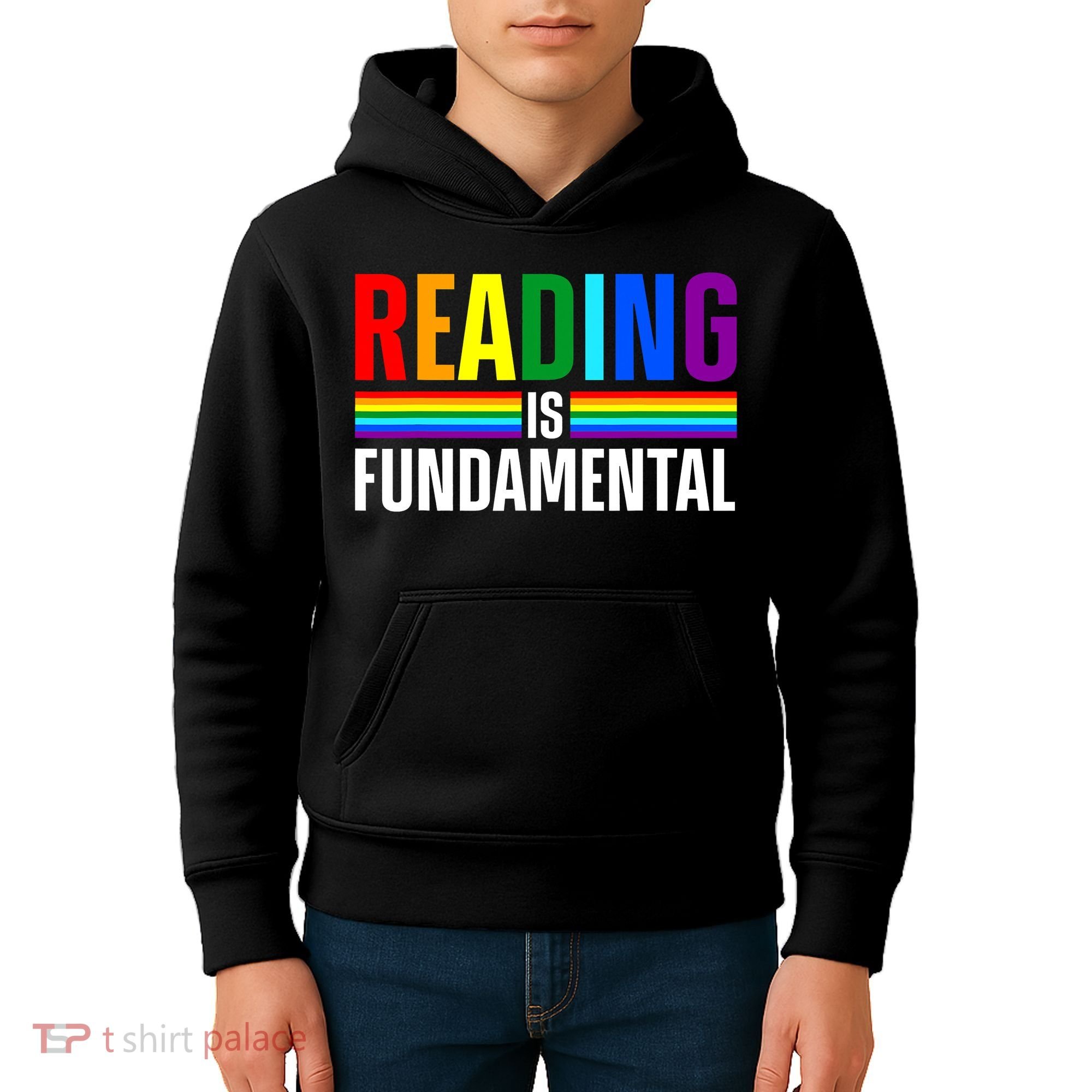 Cool Reading Art Library Bookworm Rainbow Book Kids Hoodie