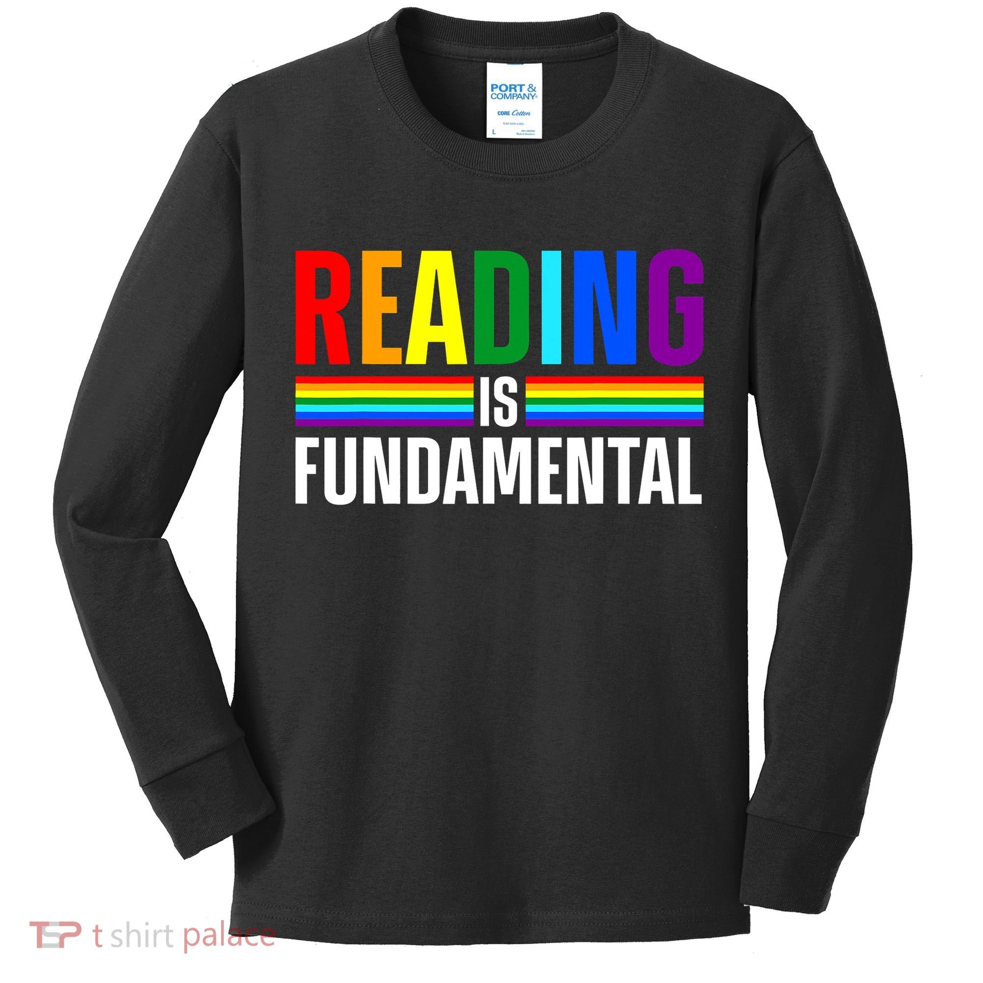 Cool Reading Art Library Bookworm Rainbow Book Kids Long Sleeve Shirt