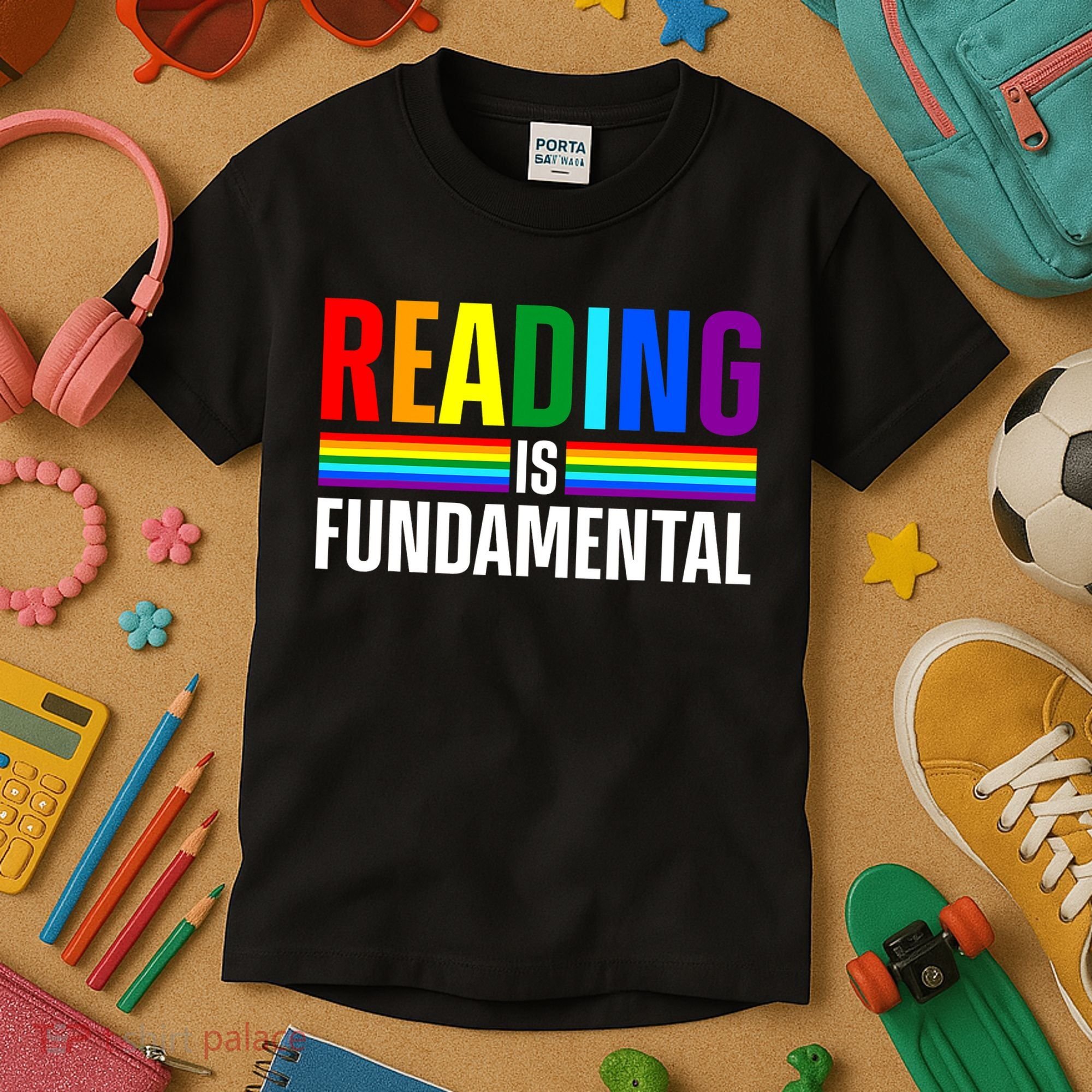 Cool Reading Art Library Bookworm Rainbow Book Kids T-Shirt