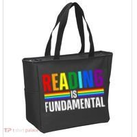 Cool Reading Art Library Bookworm Rainbow Book Tote Bag thumb 2