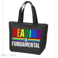 Cool Reading Art Library Bookworm Rainbow Book Tote Bag thumb 3