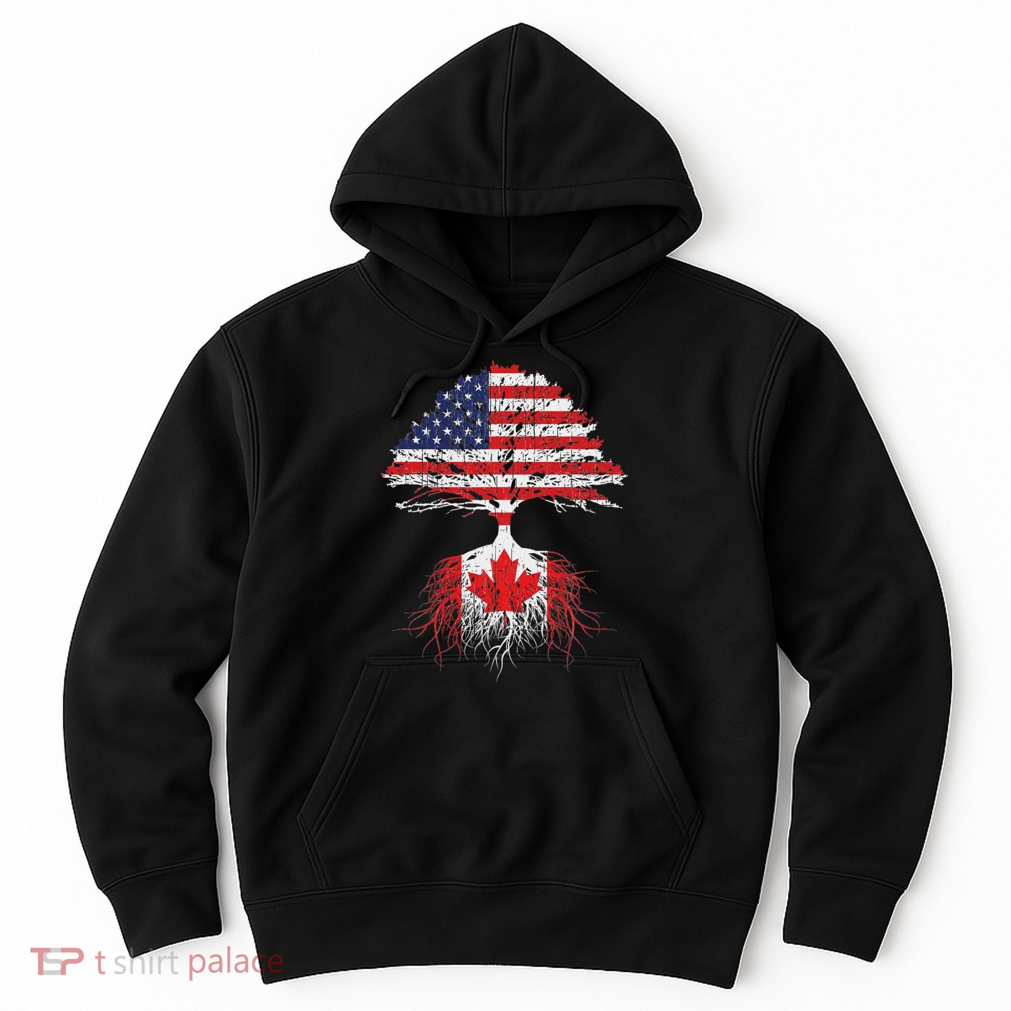 Canadian Roots American Grown Canada Flag Hoodie