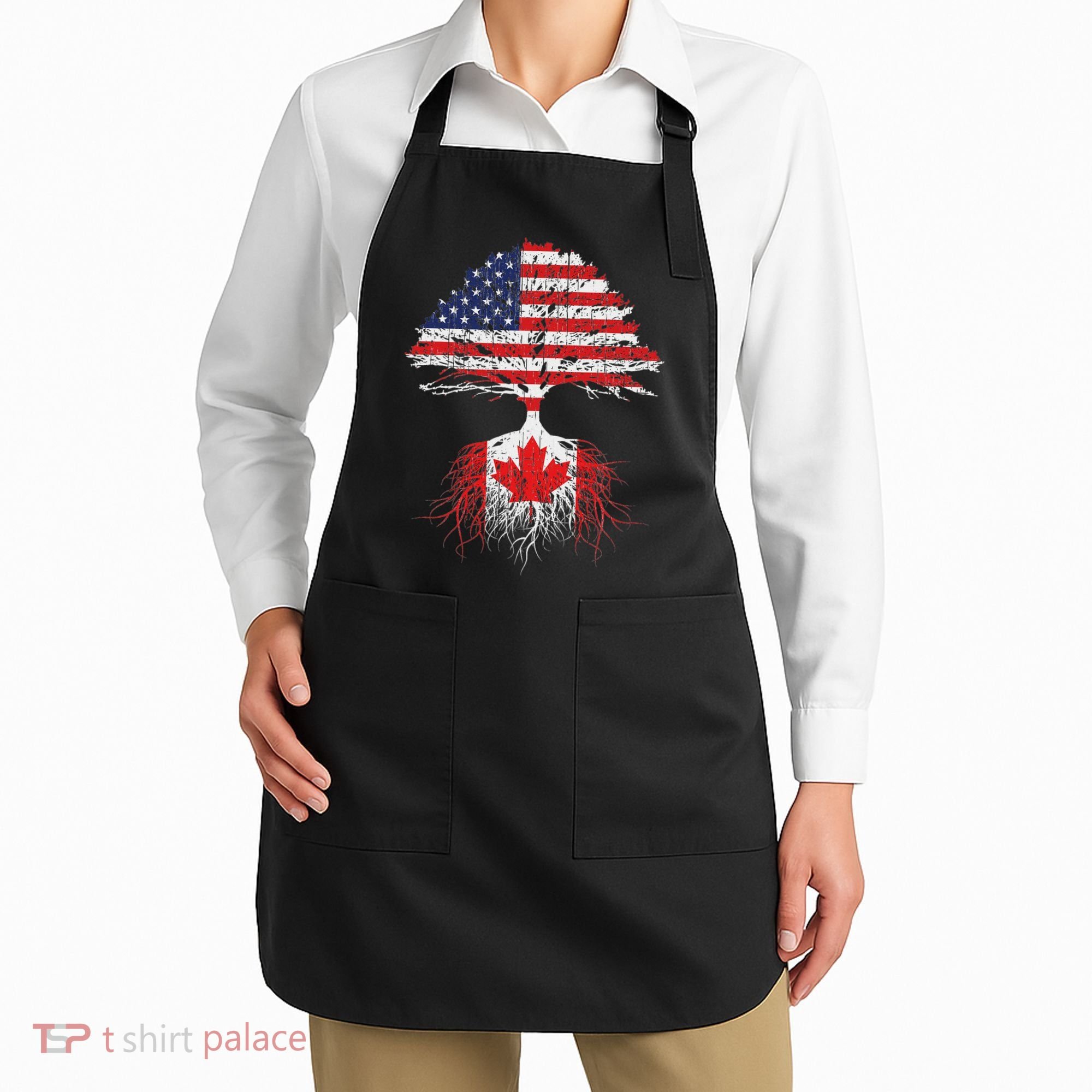Canadian Roots American Grown Canada Flag Apron