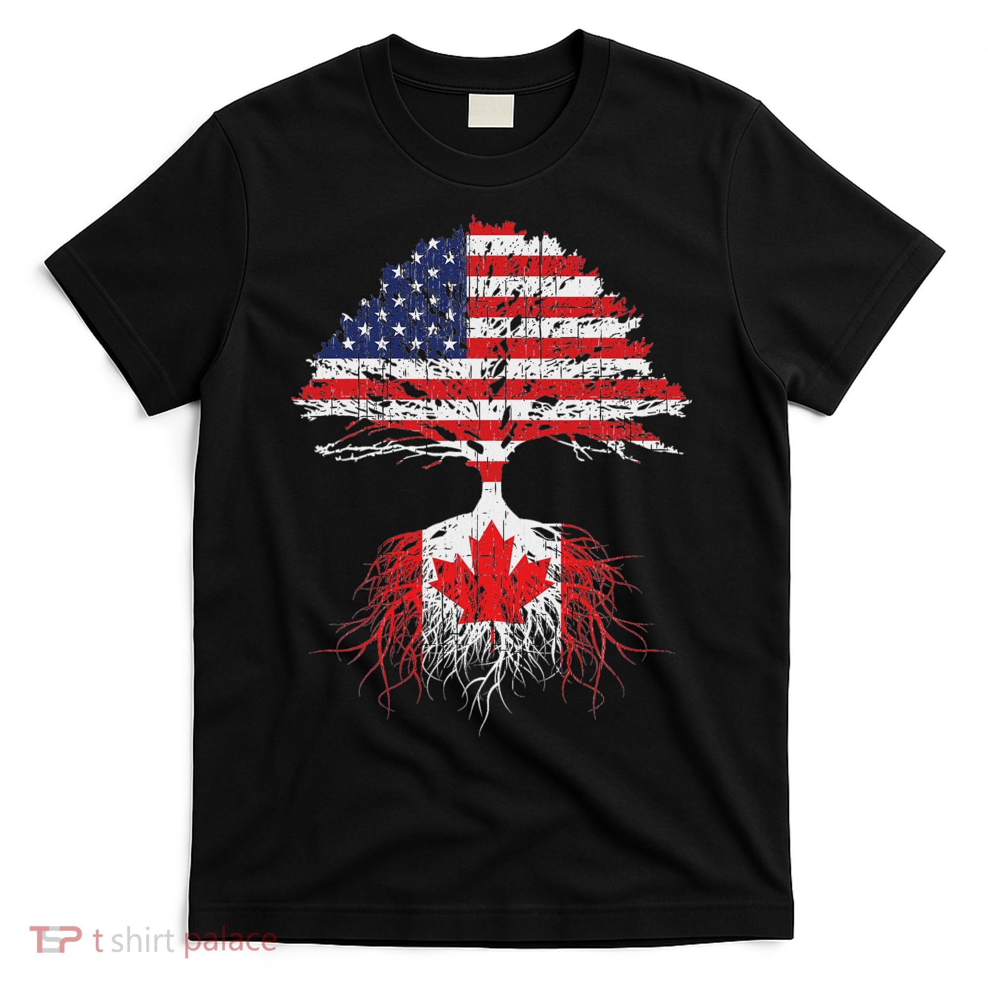 Canadian Roots American Grown Canada Flag T-Shirt