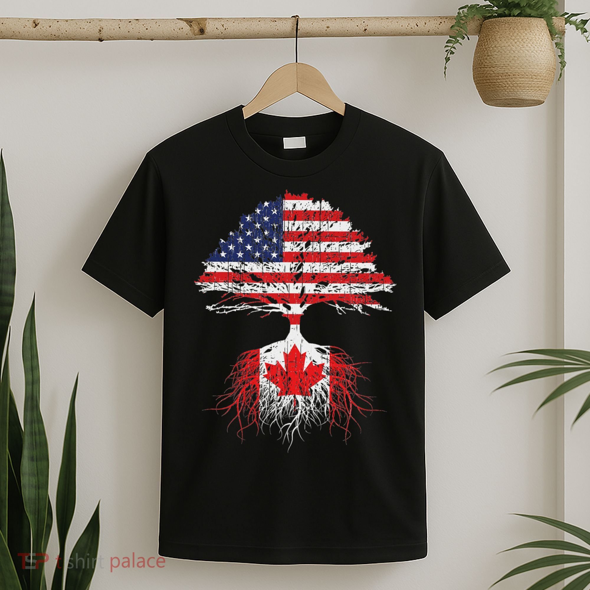 Canadian Roots American Grown Canada Flag T-Shirt