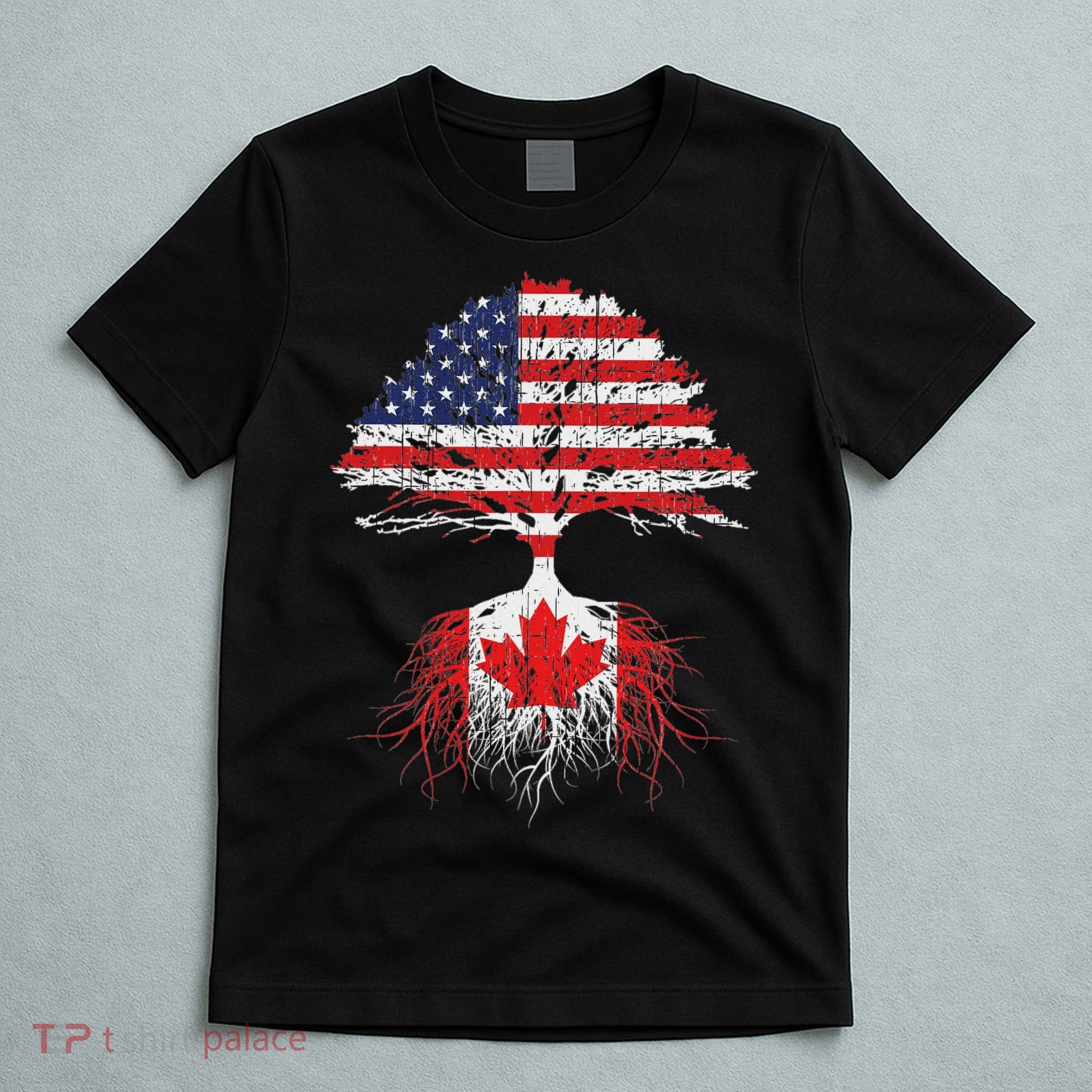 Canadian Roots American Grown Canada Flag T-Shirt