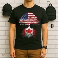 Canadian Roots American Grown Canada Flag T-Shirt thumb 6