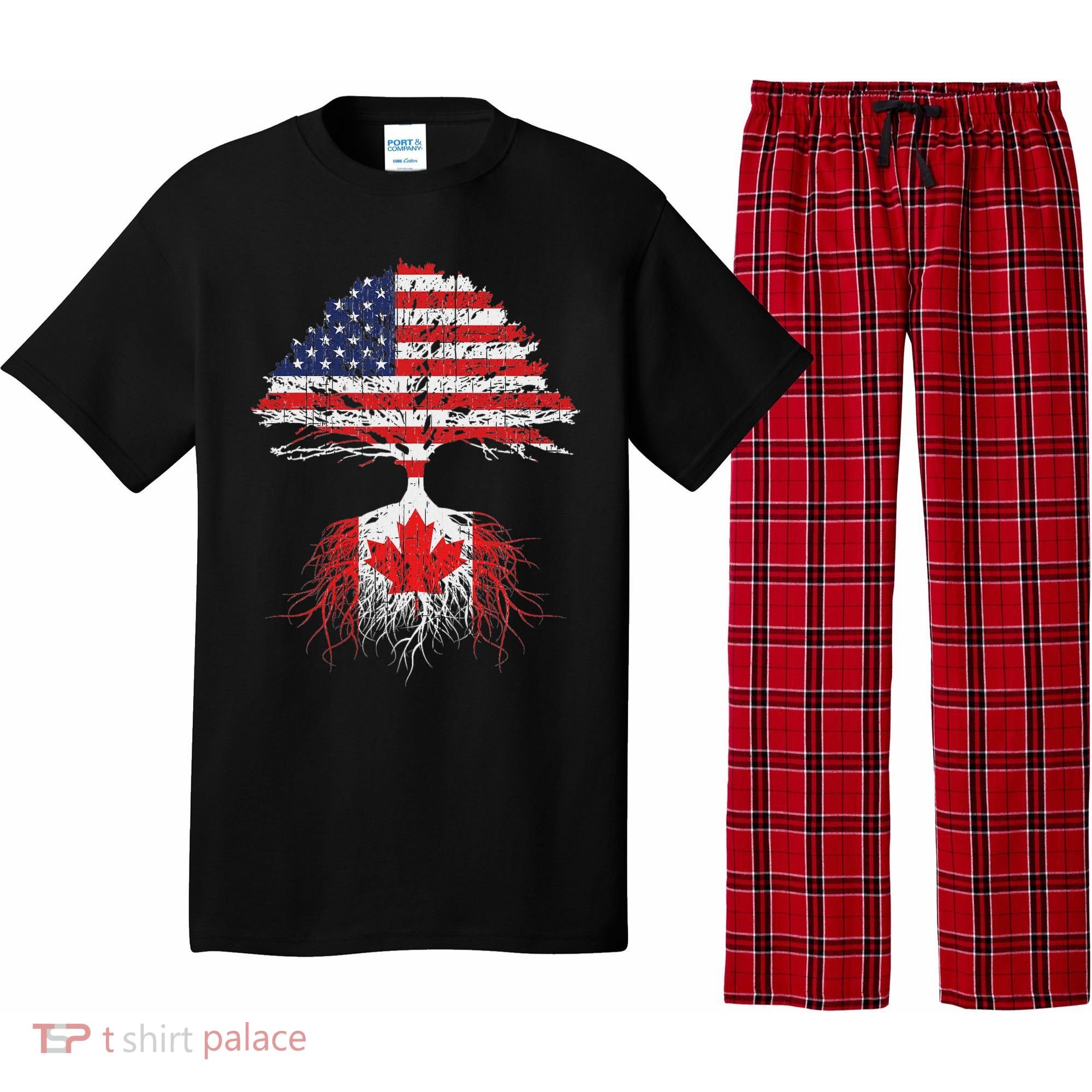 Canadian Roots American Grown Canada Flag Pajama Set