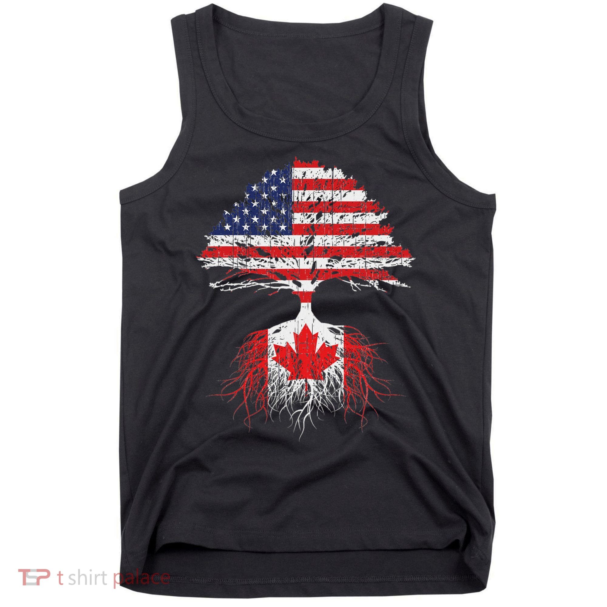 Canadian Roots American Grown Canada Flag Tank Top