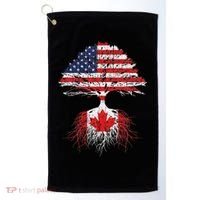Canadian Roots American Grown Canada Flag Golf Towel thumb 0