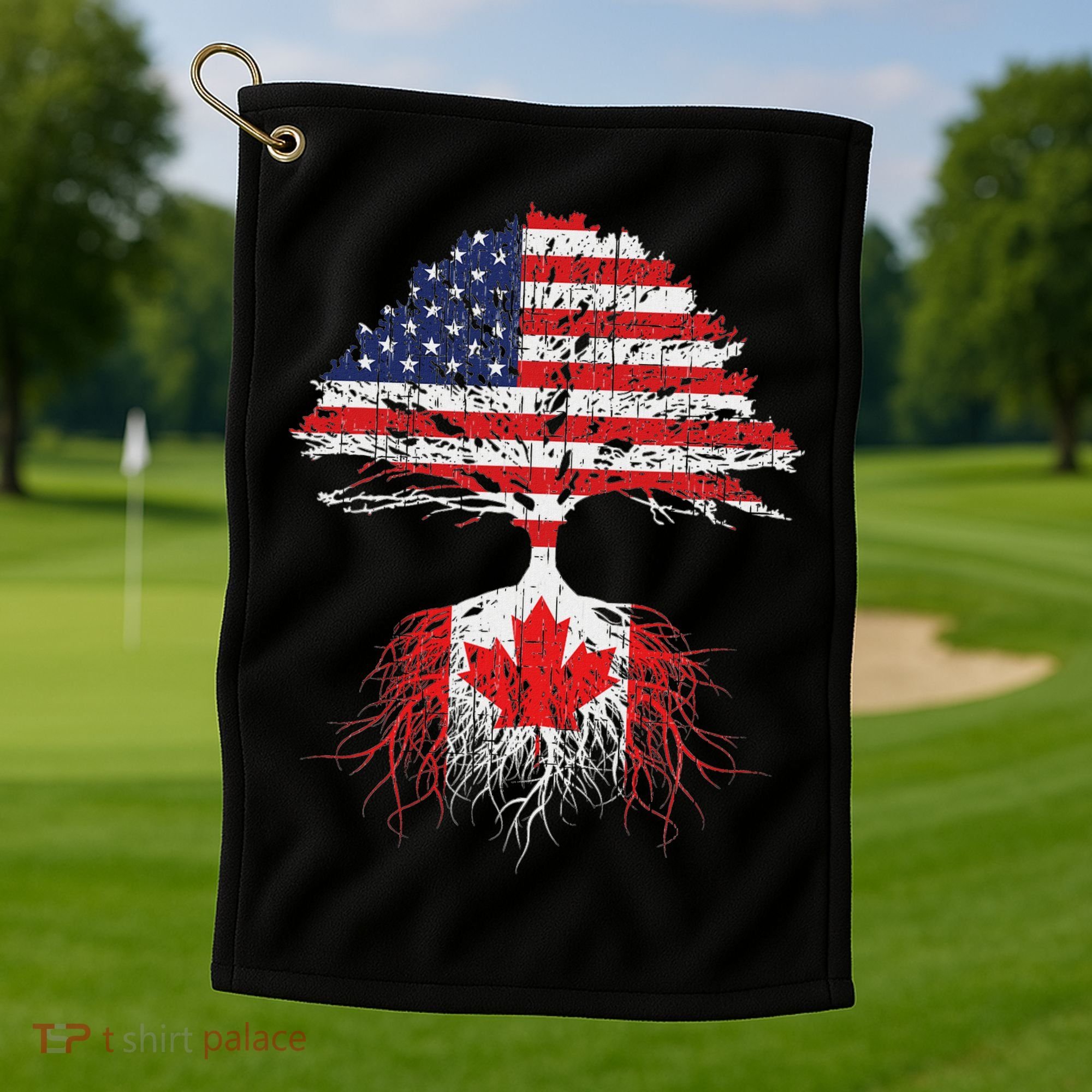 Canadian Roots American Grown Canada Flag Golf Towel