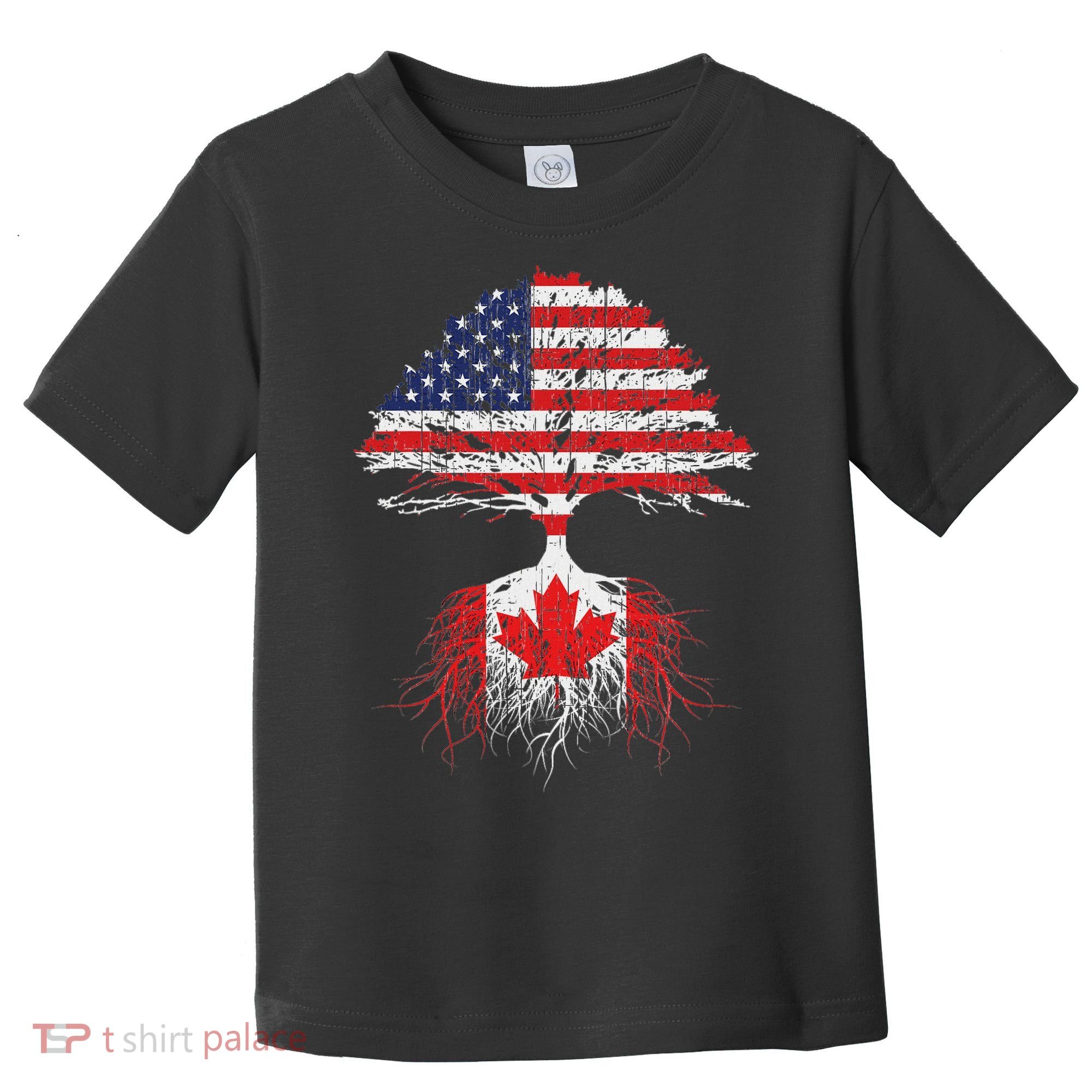 Canadian Roots American Grown Canada Flag Toddler T-Shirt
