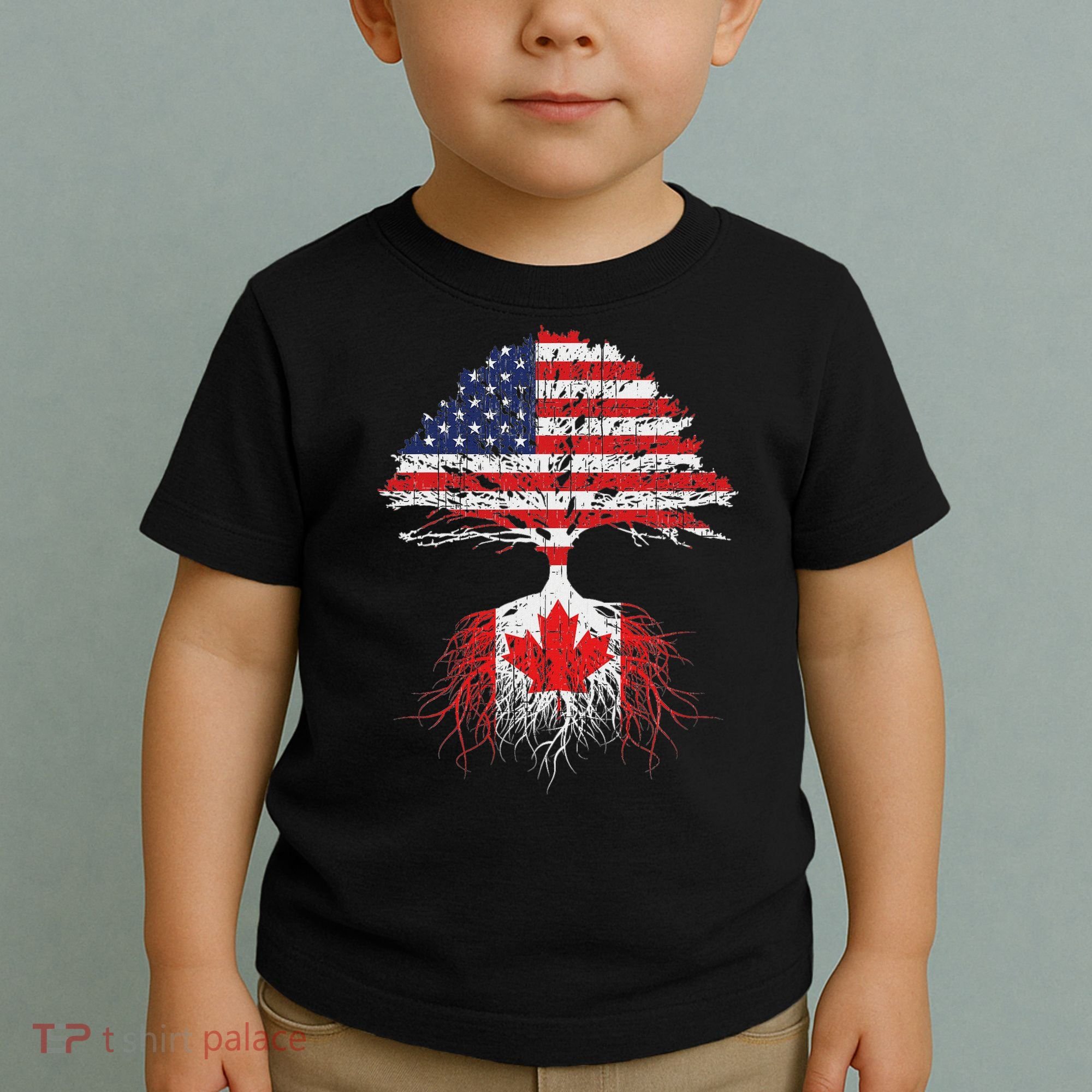 Canadian Roots American Grown Canada Flag Toddler T-Shirt