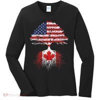 Canadian Roots American Grown Canada Flag Women's Long Sleeve Shirt thumb 0