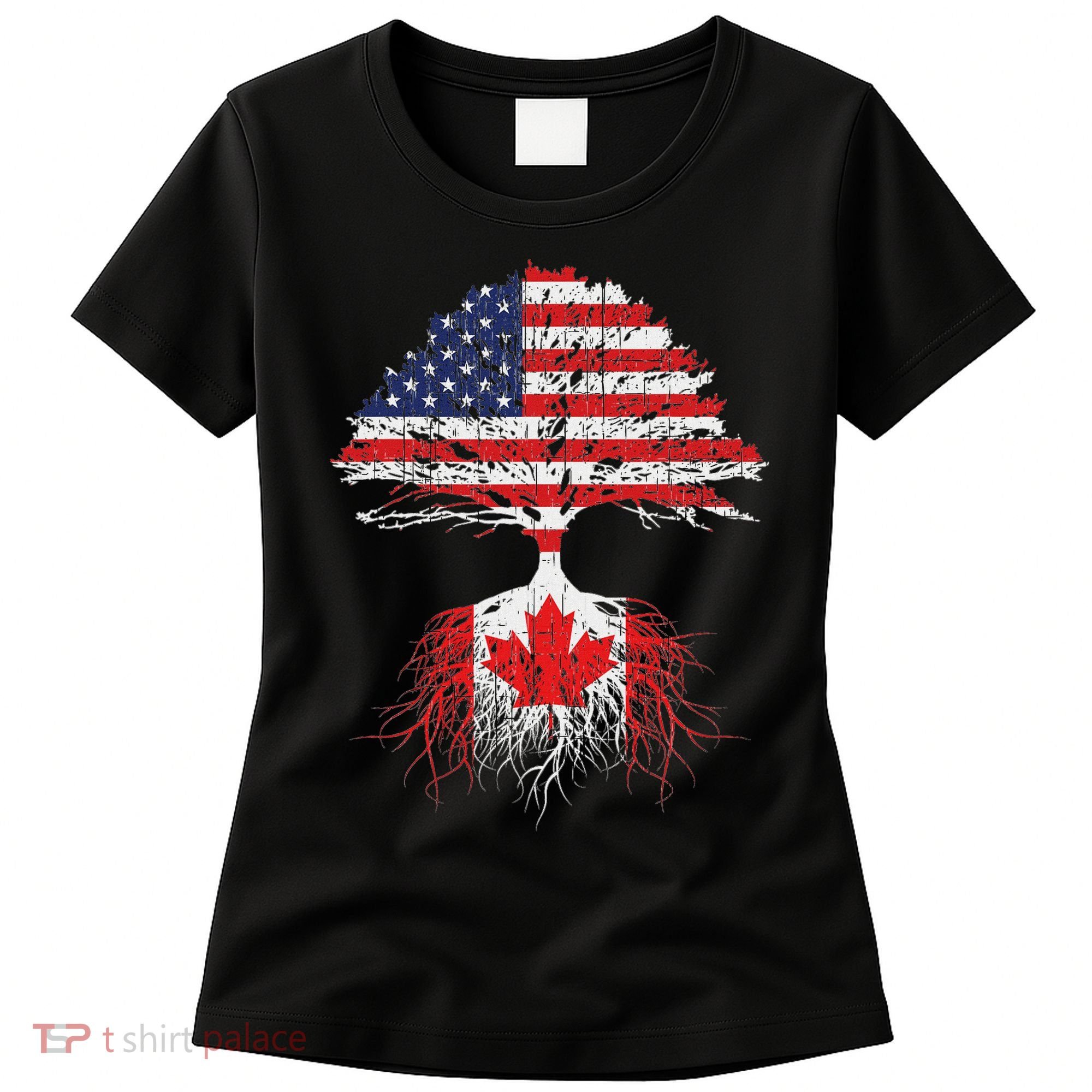 Canadian Roots American Grown Canada Flag Women's T-Shirt