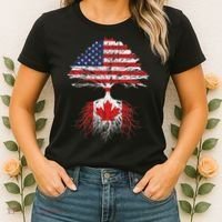 Canadian Roots American Grown Canada Flag Women's T-Shirt thumb 2