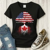 Canadian Roots American Grown Canada Flag Women's T-Shirt thumb 3