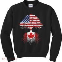 Canadian Roots American Grown Canada Flag Kids Sweatshirt thumb 0
