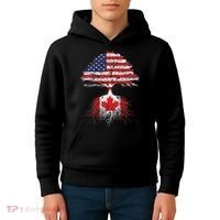 Canadian Roots American Grown Canada Flag Kids Hoodie thumb 4