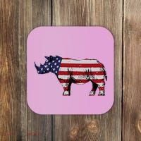 Cool Rhino Art Rhinoceros Usa Flag Coaster thumb 0
