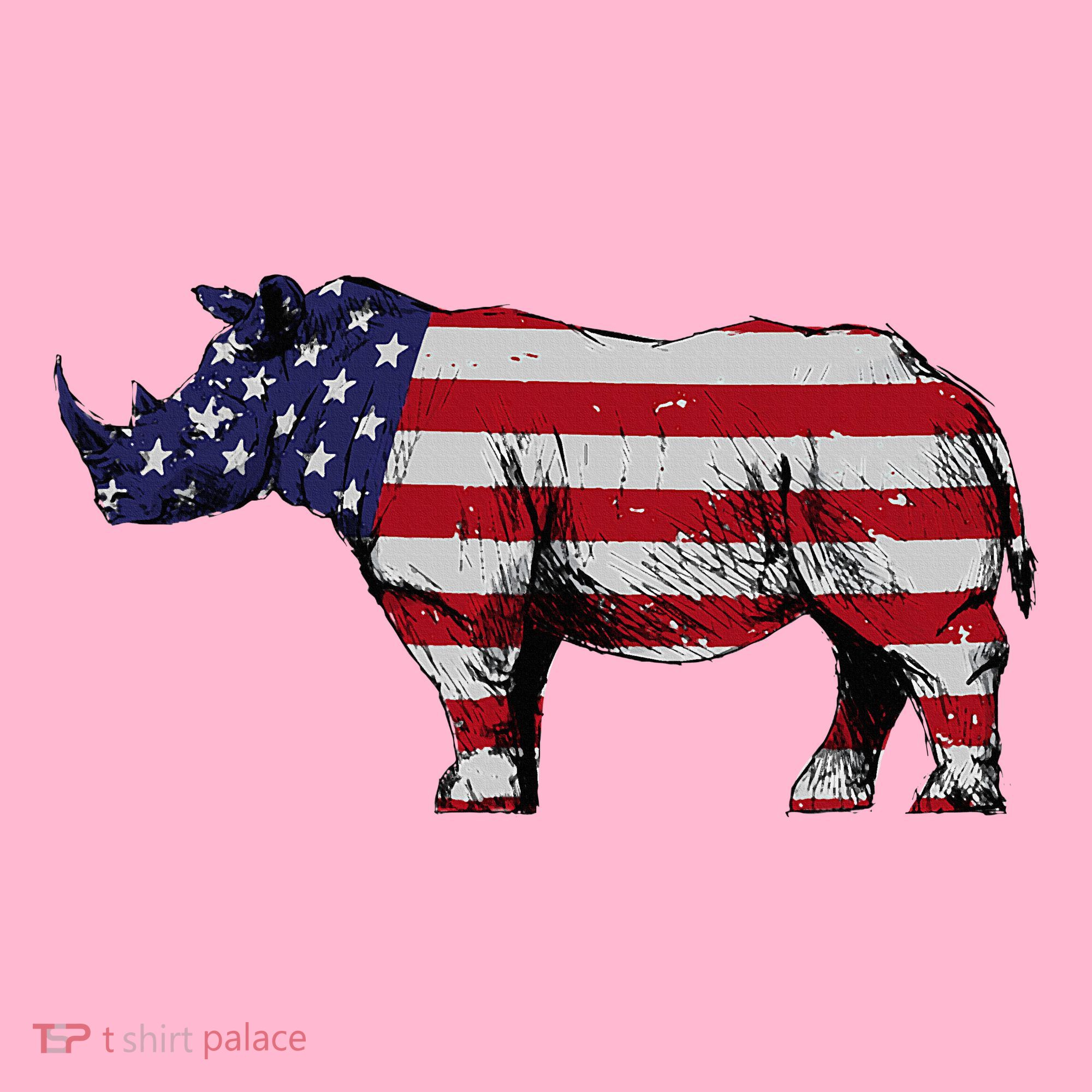 Cool Rhino Art Rhinoceros Usa Flag Coaster