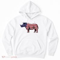 Cool Rhino Art Rhinoceros Usa Flag Hoodie thumb 0