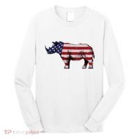 Cool Rhino Art Rhinoceros Usa Flag Long Sleeve Shirt thumb 0