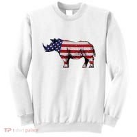 Cool Rhino Art Rhinoceros Usa Flag Sweatshirt thumb 0