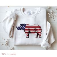 Cool Rhino Art Rhinoceros Usa Flag Sweatshirt thumb 2