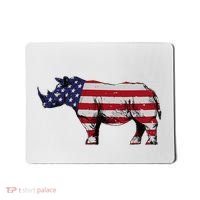 Cool Rhino Art Rhinoceros Usa Flag Mousepad thumb 0