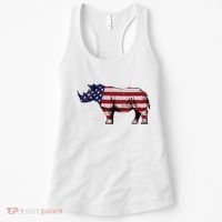 Cool Rhino Art Rhinoceros Usa Flag Women's Tank Top thumb 0
