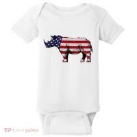 Cool Rhino Art Rhinoceros Usa Flag Baby Bodysuit thumb 0