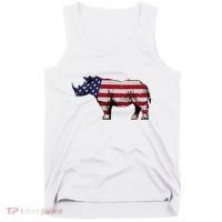 Cool Rhino Art Rhinoceros Usa Flag Tank Top thumb 0