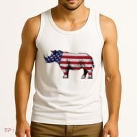 Cool Rhino Art Rhinoceros Usa Flag Tank Top thumb 3
