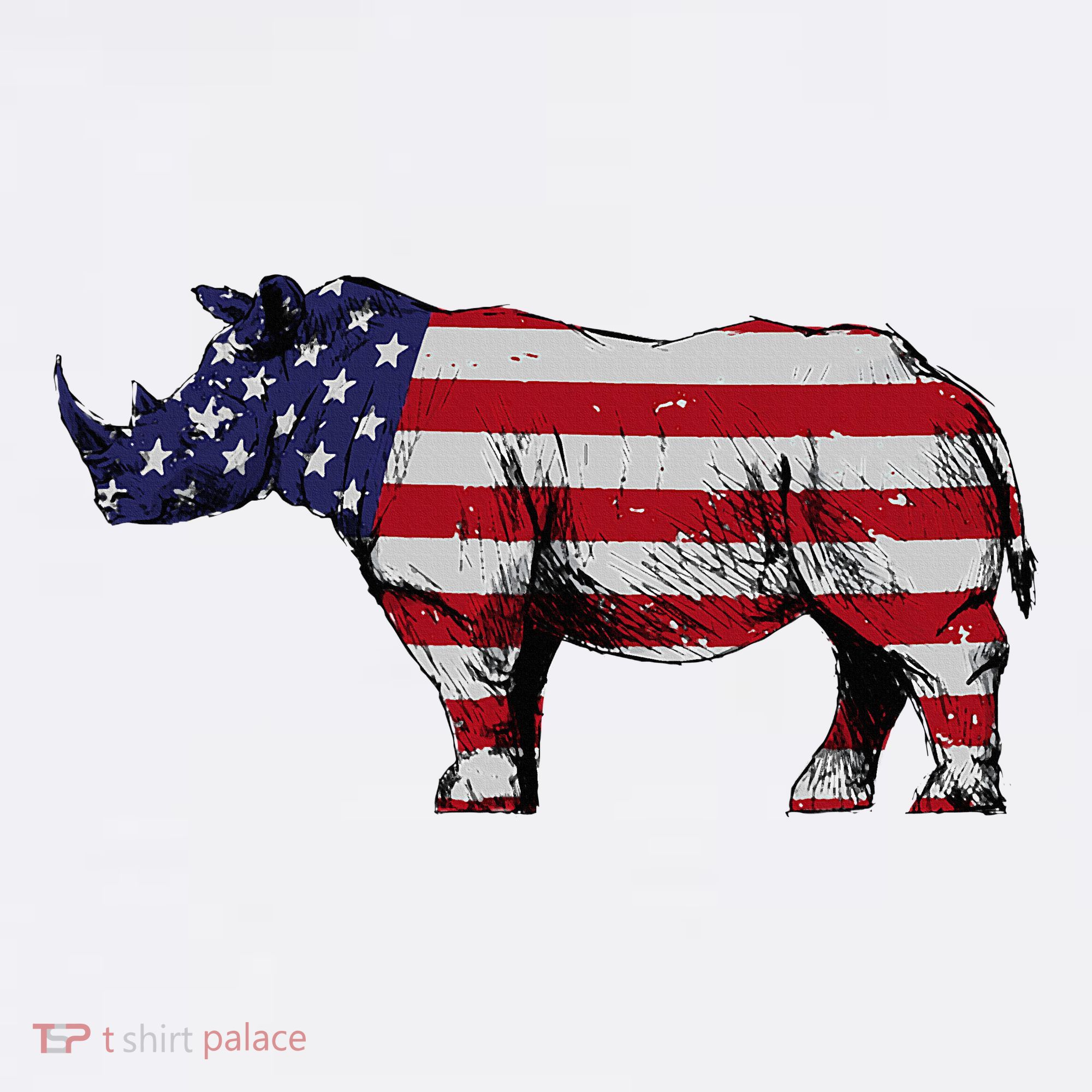 Cool Rhino Art Rhinoceros Usa Flag Visor