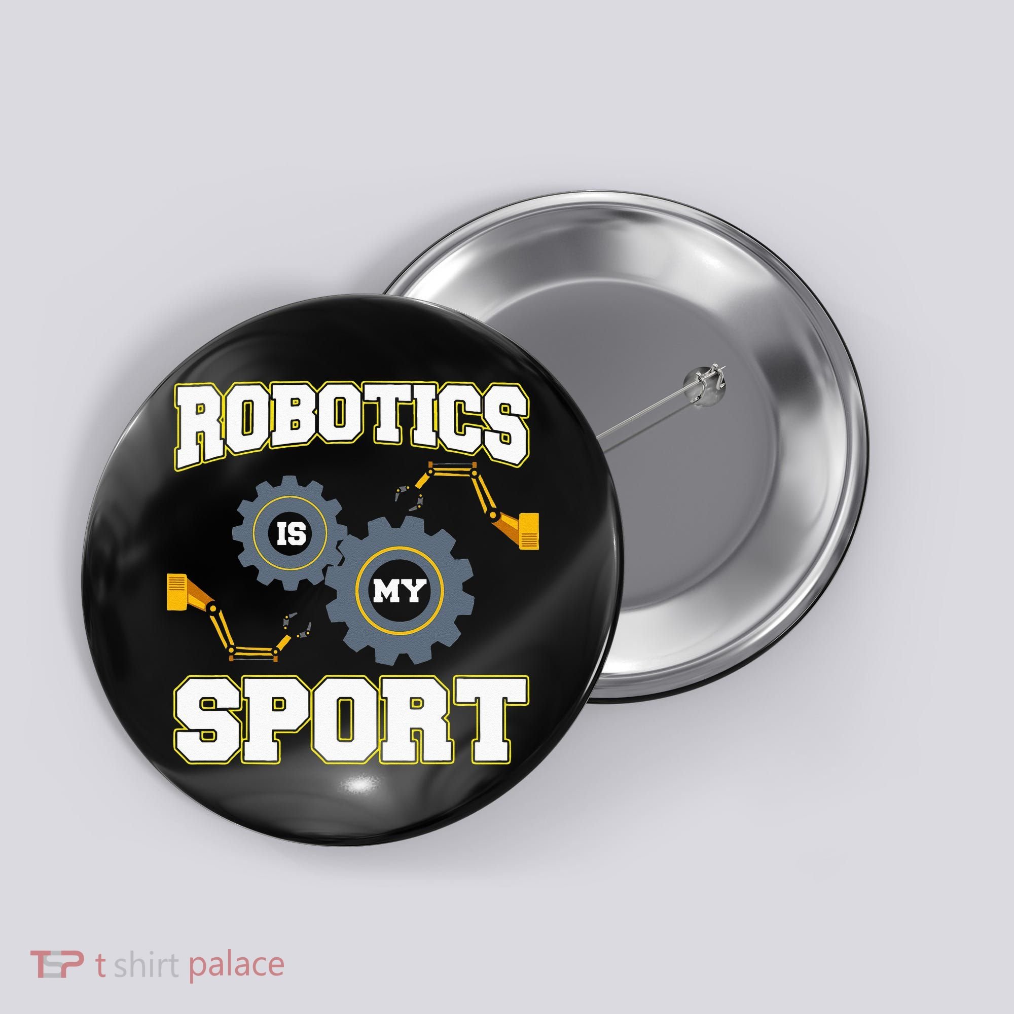 Cool Robotics Art Men Women Robot Engineering Programming Button