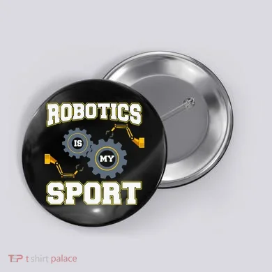Cool Robotics Art Men Women Robot Engineering Programming Button