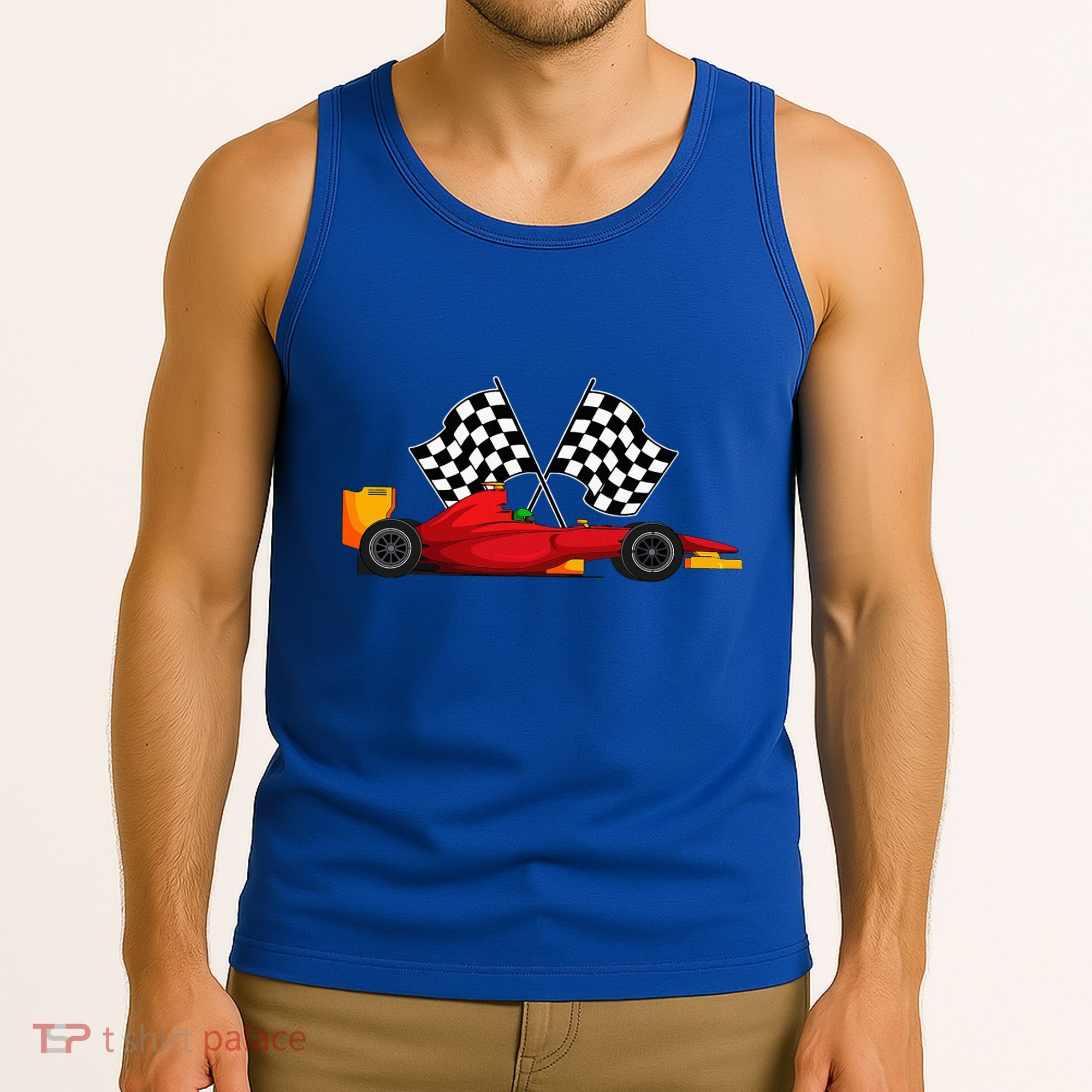 Car Racing Automobile Sport Racer Checkered Flag Finish Line Tank Top