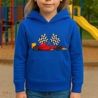 Car Racing Automobile Sport Racer Checkered Flag Finish Line Kids Hoodie thumb 3
