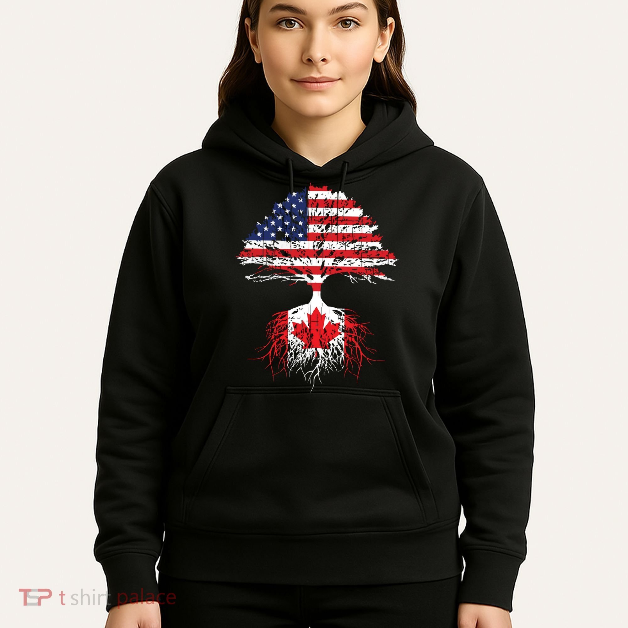 Canadian Roots American Grown Canada Flag Hoodie