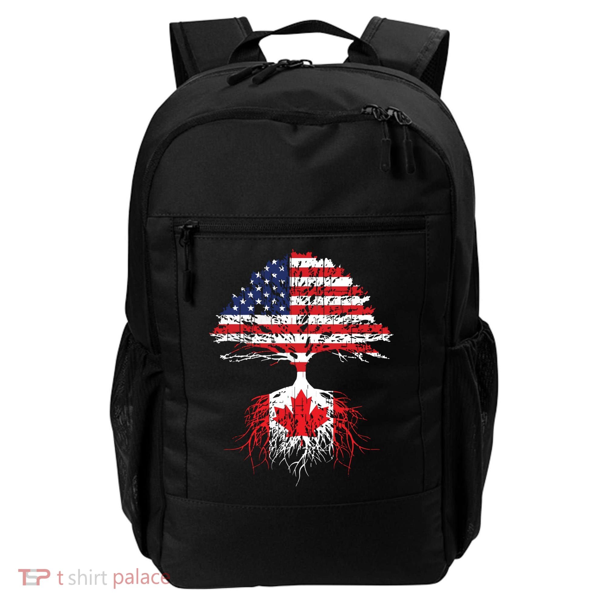 Canadian Roots American Grown Canada Flag Backpack