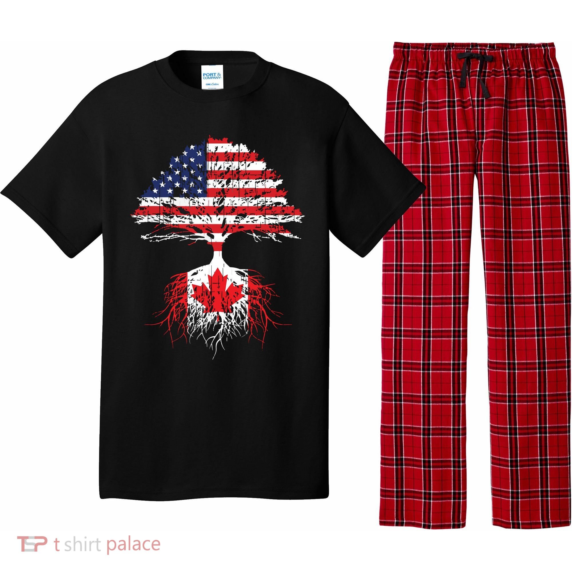 Canadian Roots American Grown Canada Flag Pajama Set