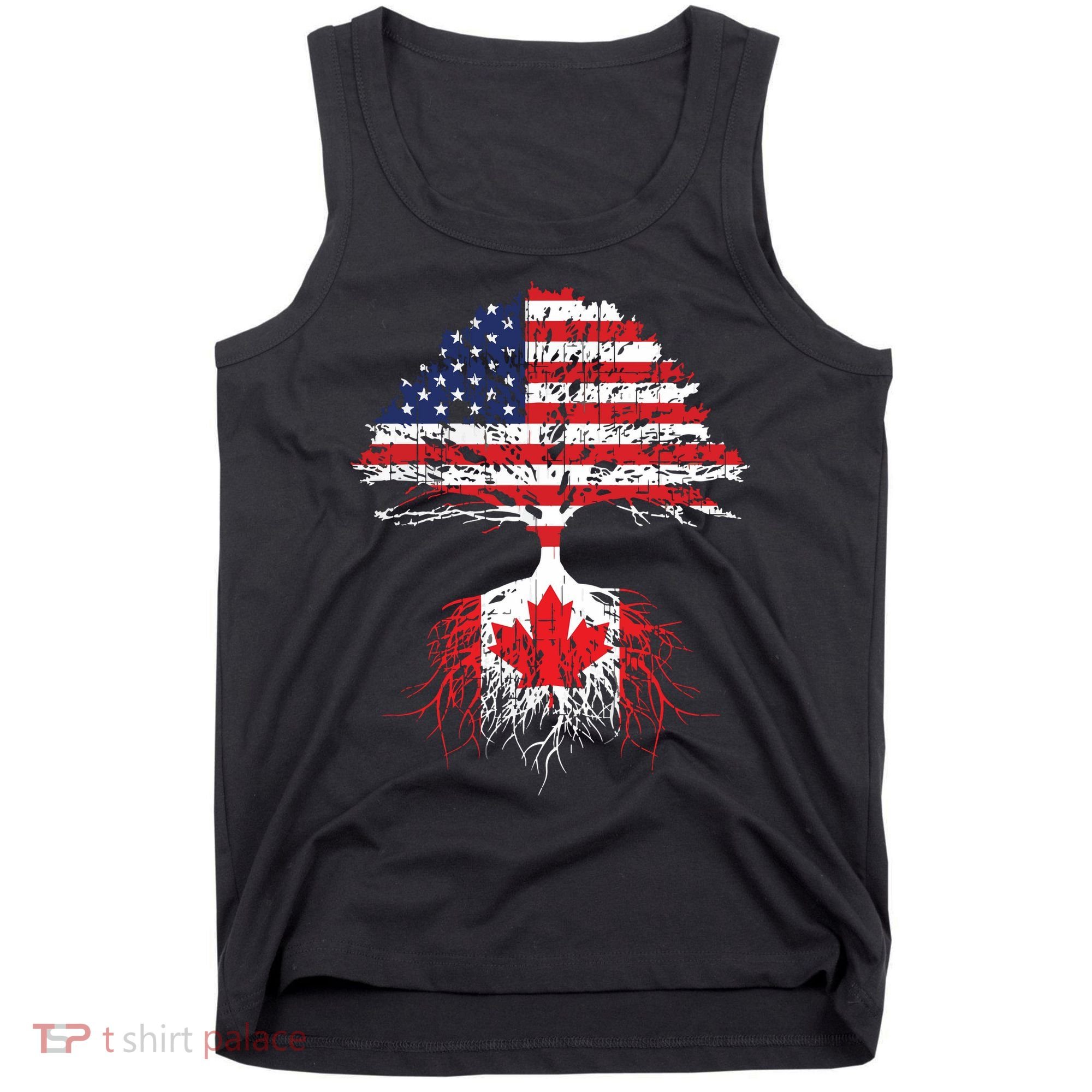 Canadian Roots American Grown Canada Flag Tank Top