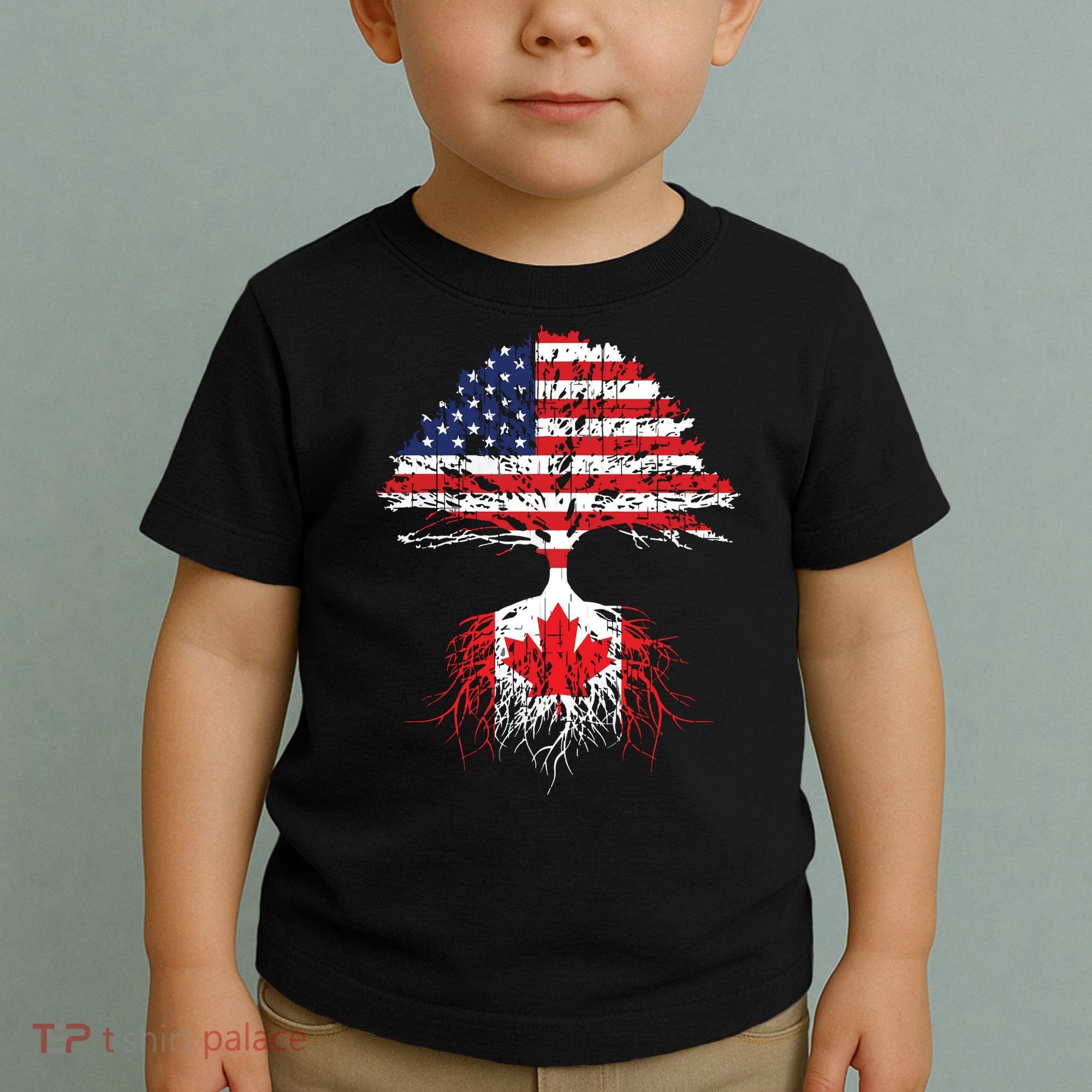 Canadian Roots American Grown Canada Flag Toddler T-Shirt