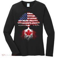 Canadian Roots American Grown Canada Flag Women's Long Sleeve Shirt thumb 0