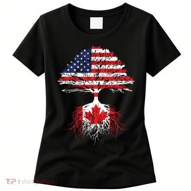 Canadian Roots American Grown Canada Flag Women's T-Shirt